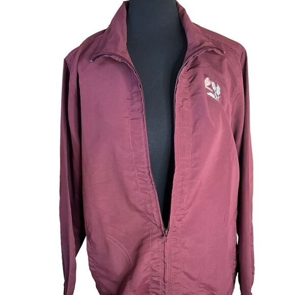 The Paragon Woman's Windbreaker Jacket Size S Maroon Zip Front Embroidered - Picture 5 of 13